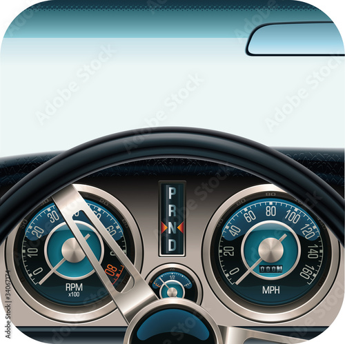 Vector car dashboard square icon