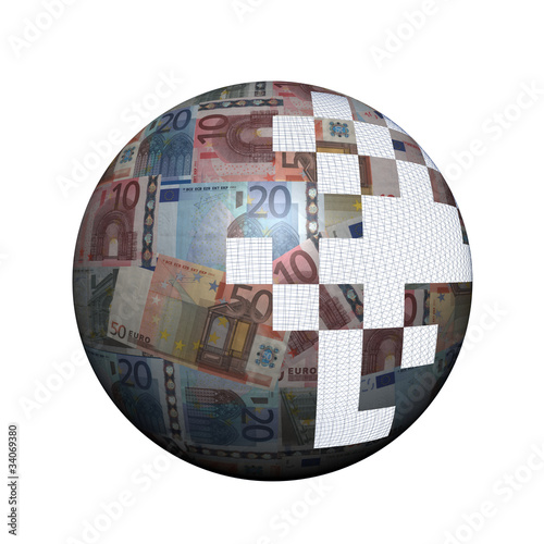 Euros sphere with missing pieces illustration