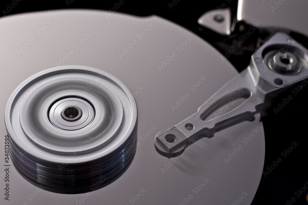 hard disk drive in motion  (zero-seven)