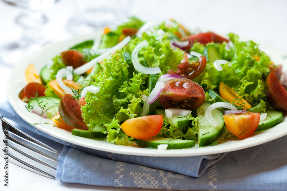 Colorful cherry tomato salad on  aplate