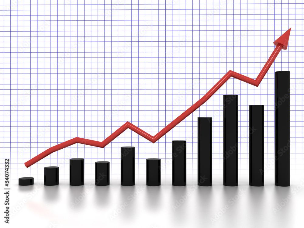 Obraz premium The graph of growth of the black cylinders №1