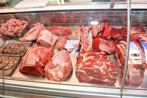 counter of the butcher shop