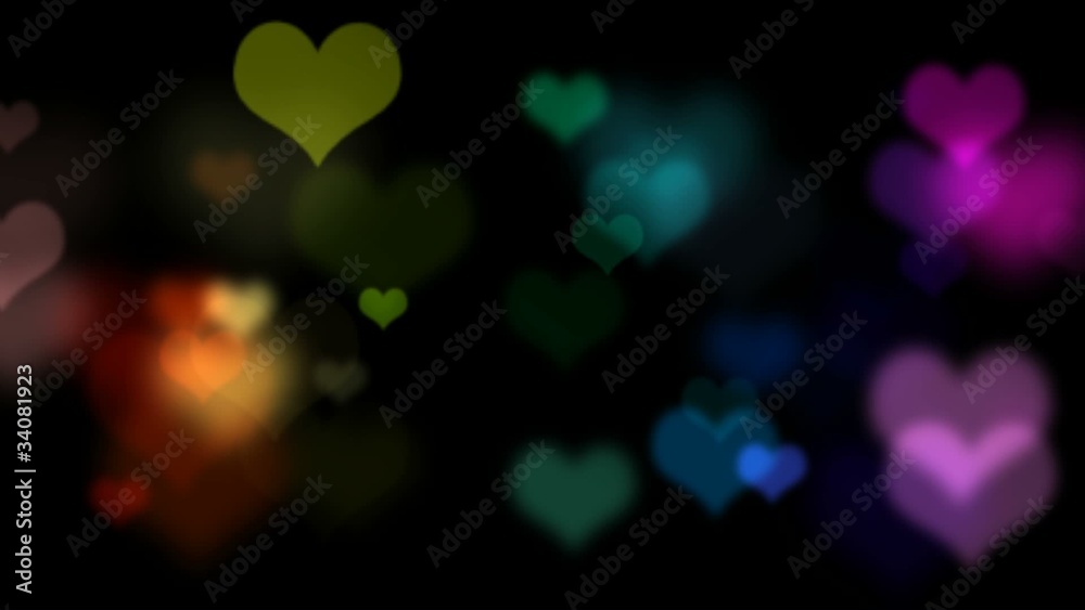 Colourful hearts defocused