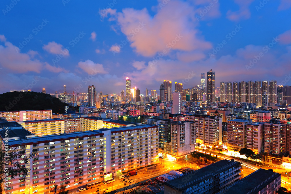 Hong Kong downtown at night