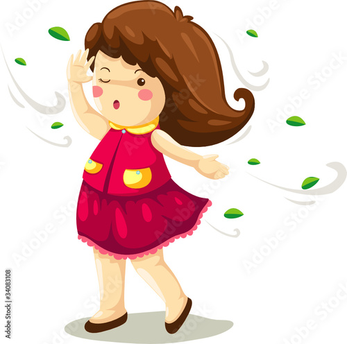 Girl in windy
