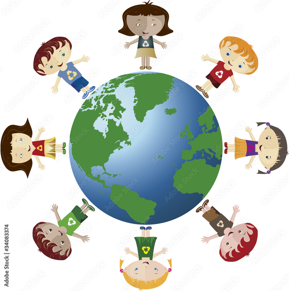 Obraz premium Globo terrestre e crianças