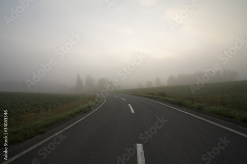 霧の中の道路