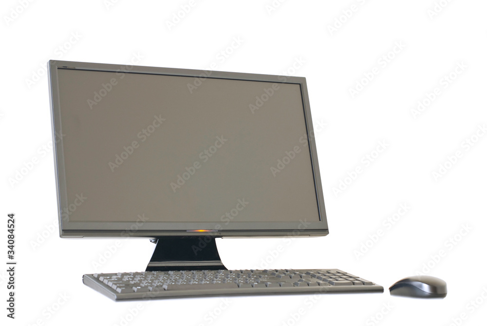 Isolated computer monitor, keyboard and mouse Isolated computer monitor, keyboard and mouse