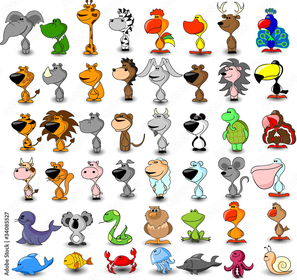 Fototapeta premium Большой набор векторных различных милых животных