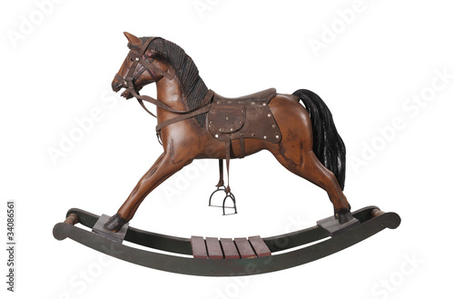 vintage rocking horse isolated on white