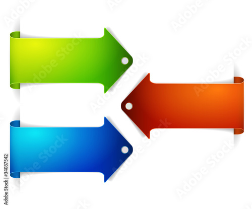 Set of long colorful arrow bookmarks