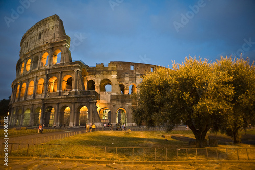 Colosseum in Rome   Italy at twilight