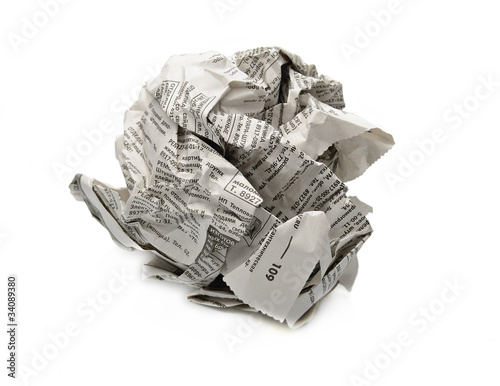 crumpled newspaper