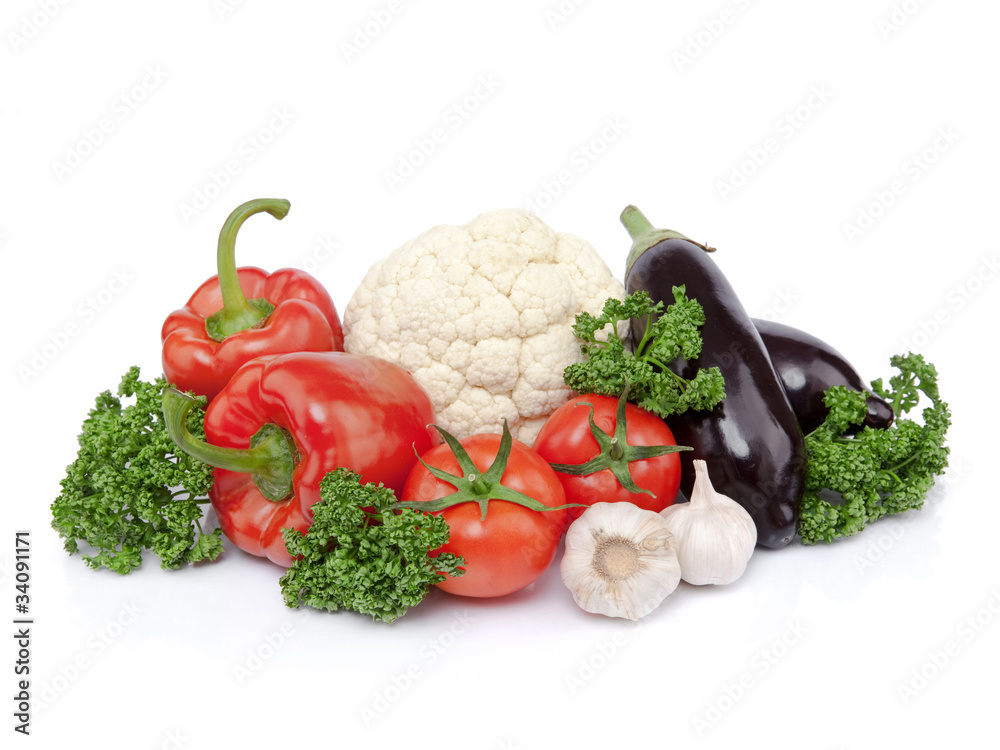 Raw vegetable. Sweet pepper, fresh cabbage and garlic Raw vegetable. Sweet pepper, fresh cabbage and garlic