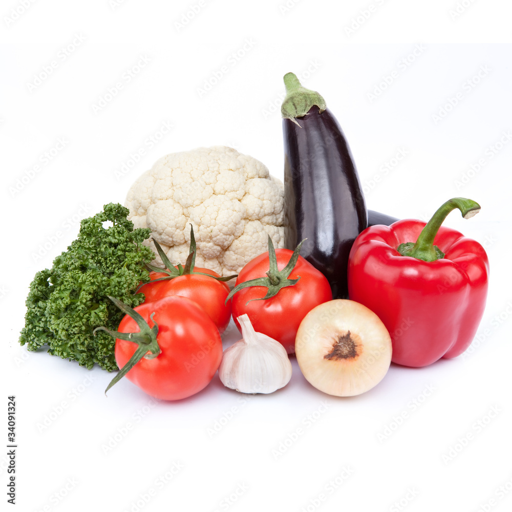 Seasonal organic raw vegetables. Isolated over white background Seasonal organic raw vegetables. Isolated over white background