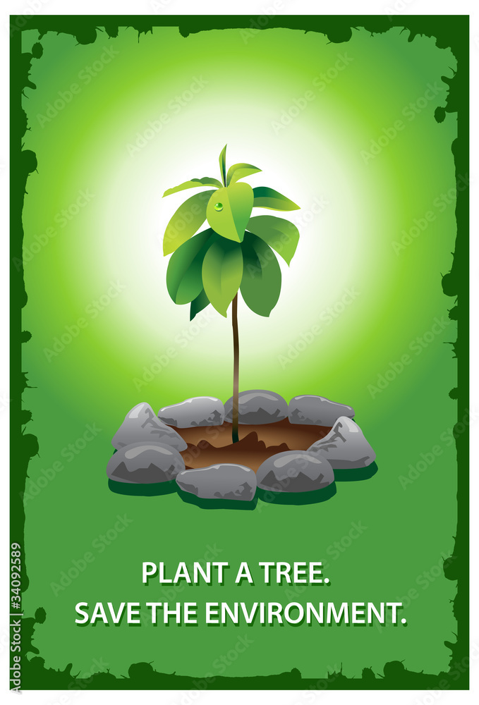 Plant a tree poster Stock Vector | Adobe Stock