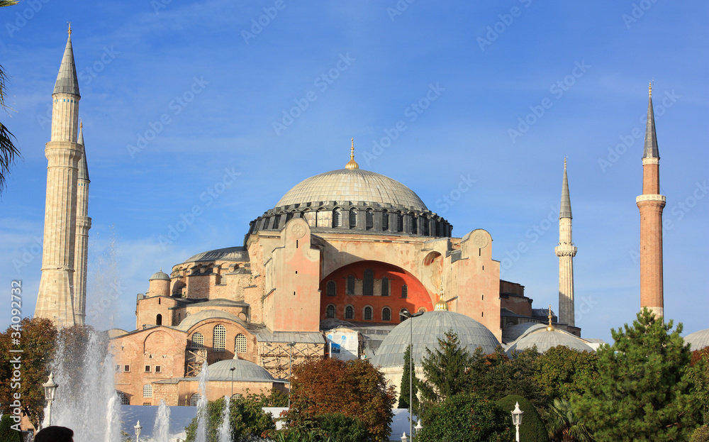Naklejka premium Haghia Sophia Museum in Istanbul, Turkey (Old Church and Mosque)