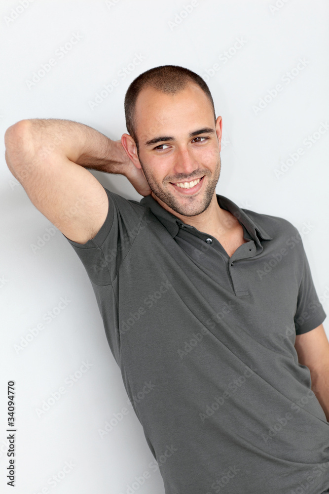 Portrait of relaxed man leaning on wall Portrait of relaxed man leaning on wall