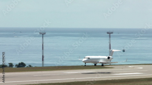 landing plane near the sea