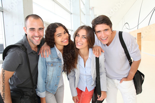 Portrait of cheerful college students