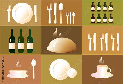 set of objects for restaurant