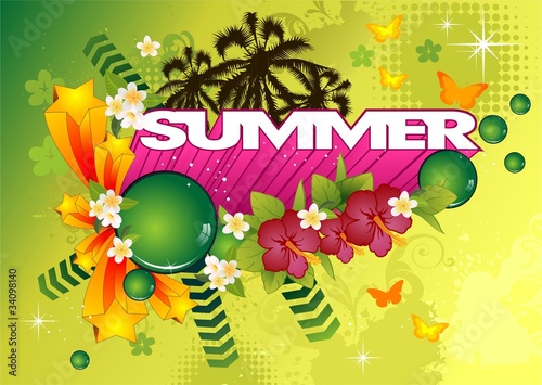 Summer party green background Horizontal
