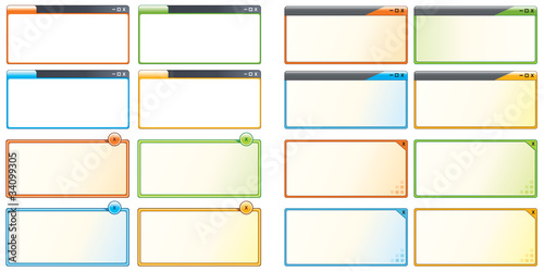 A set of 4 dialogue boxes with 4 color options each