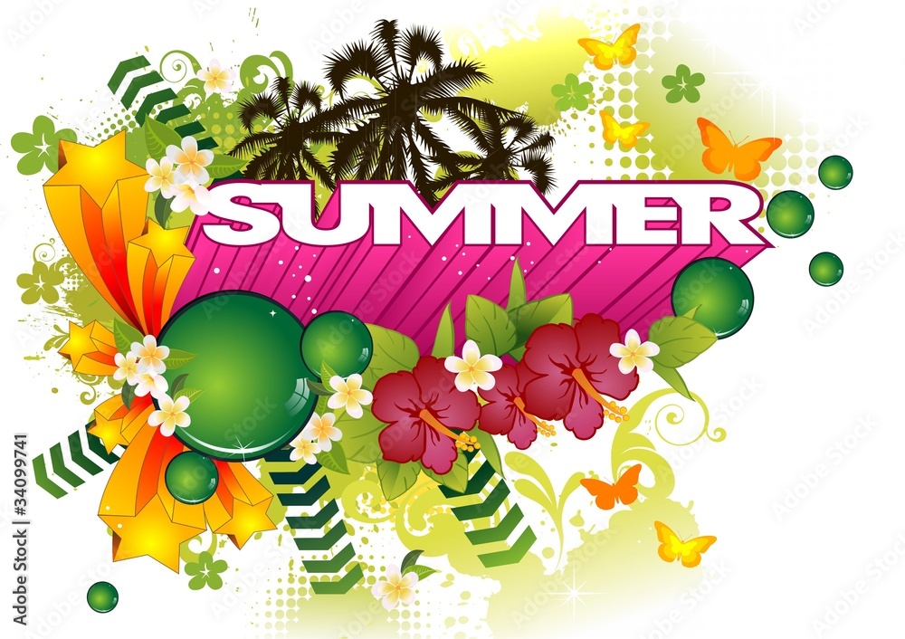 Summer party white background Horizontal