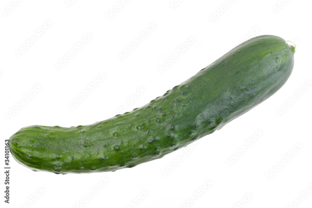 Eine Salatgurke von oben auf weißem Hintergrund Eine Salatgurke von oben auf weißem Hintergrund
