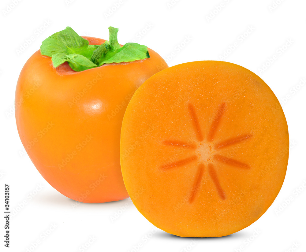 Orange ripe persimmon isolated over white background Orange ripe persimmon isolated over white background