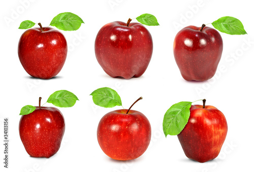 collection red apples isolated on white
