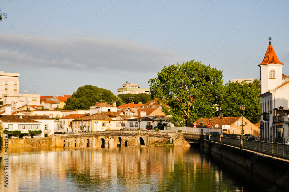 Obraz premium City view at the sunset in Tomar (Portugal).