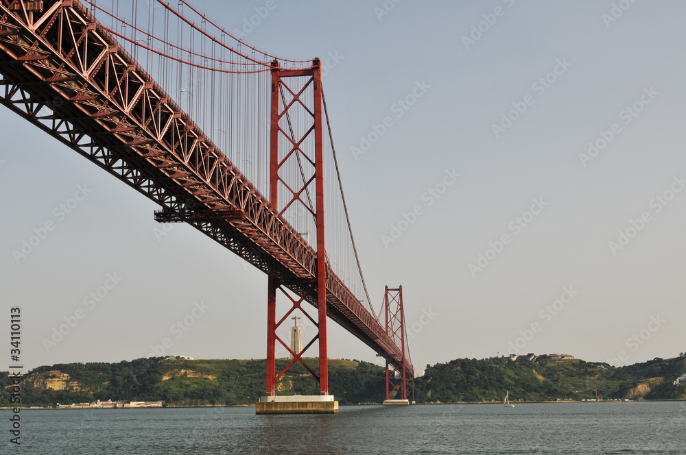 Fototapeta premium Salazar bridge or 25th of April Bridge in Lisbon (Portugal)