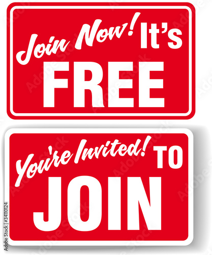 Join Now Free membership invitation signs