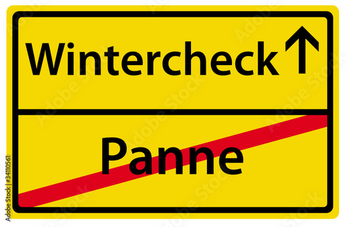 Wintercheck anstatt Panne Schild Zeichen Ortsausgang