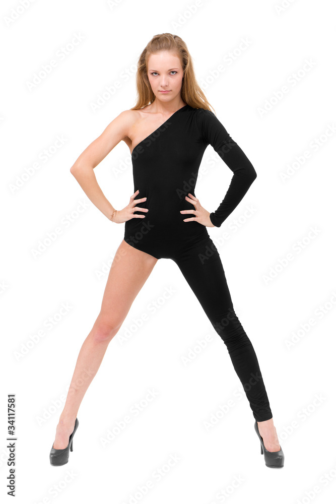 Young woman posing against isolated white background Young woman posing against isolated white background
