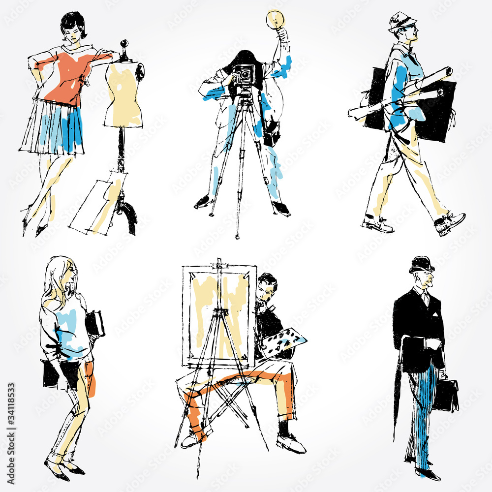 working architect dressmarker photographer painter student