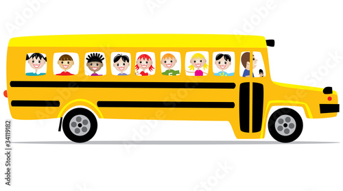 school bus and children