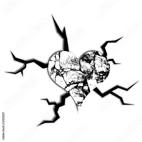 heart of stone on cracked ground vector