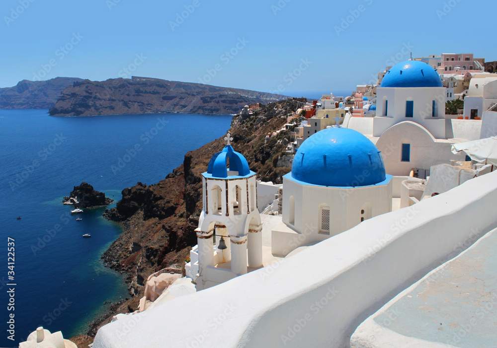 Santorini caldera view church