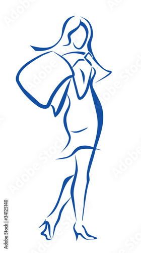 woman standing with the shopping bag
