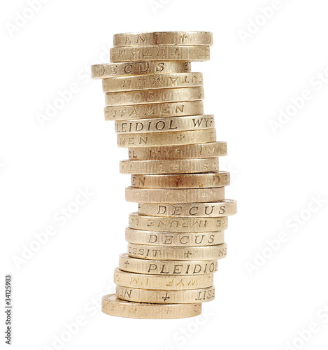 British coins arranged in stack