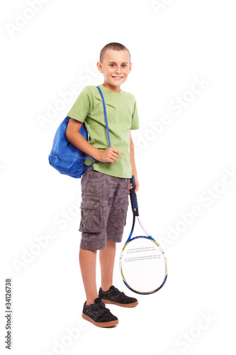 Child with tennis racket and backpack © Xalanx