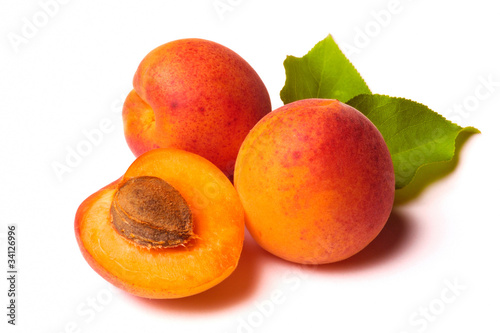 Apricots on white