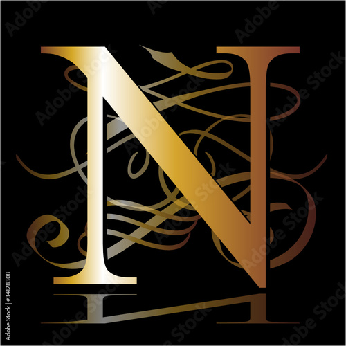initial, gold, N