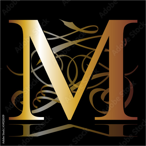 initial, gold, M