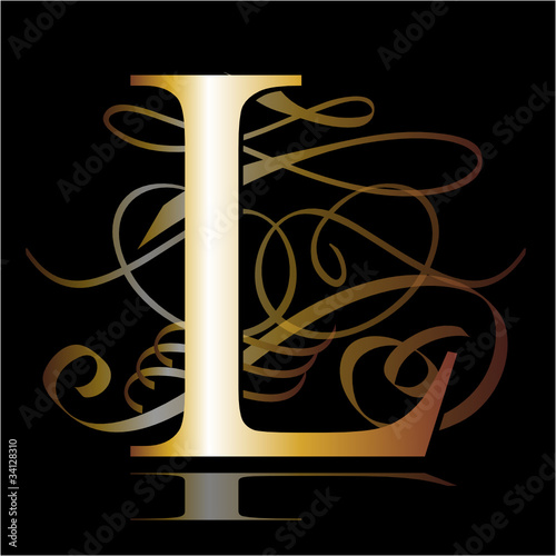 initial, gold, L