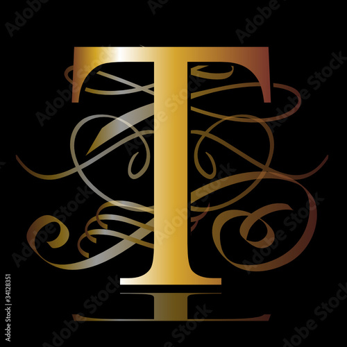 initial, gold, T