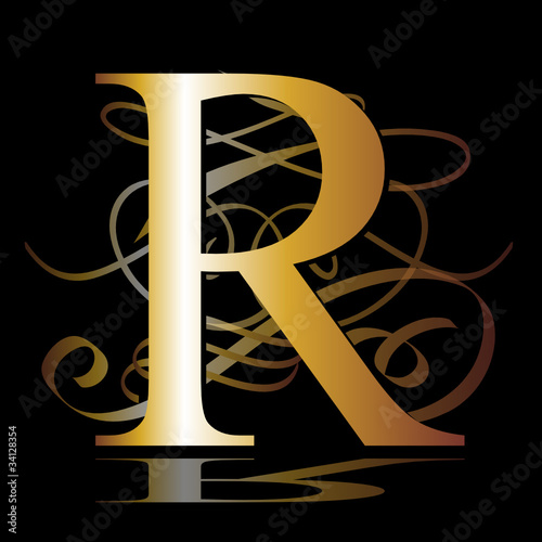 initial, gold, R