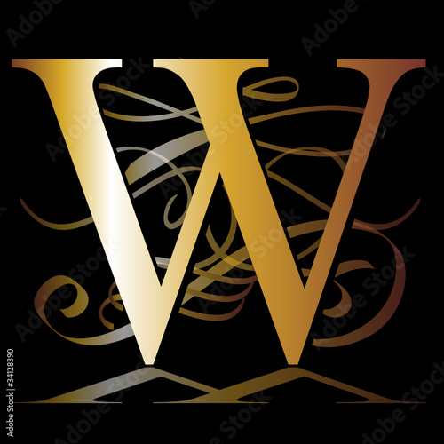 initial, gold, W